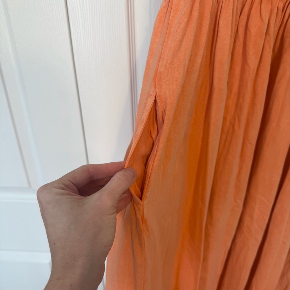 NWT FREE PEOPLE Sz S CARISSA TEE DRESS MAXI TEE SHIRT DRESS IN 🍑 PEACH - Picture 6 of 11